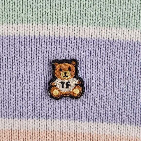 Teddy Fresh Stripe Colorful Pastel Pullover Knit Sweater Preppy Medium Oversized - Picture 4 of 13